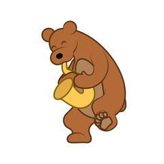 Bear is playing a musical instrument saxophone vector illustration
