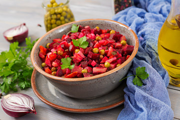 Beet Salad - Vinaigrette. Vegan cuisine. Dietary menu.