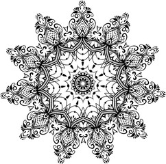Drawing of floral round lace mandala