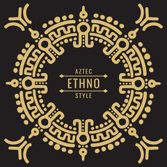 Gold mexican tribal frame design - ethno atzec