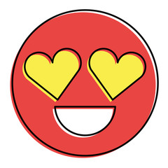 smile emoticon heart shape eyes love vector illustration