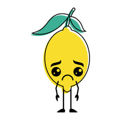 citrus lemon kawaii cartoon fruit vector illustration