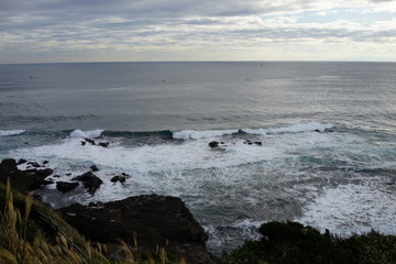 三浦の海　海岸　水平線 夕景　海