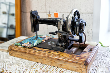 Vintage old manual sewing machine