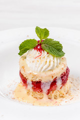 Strawberry dessert shot vertically
