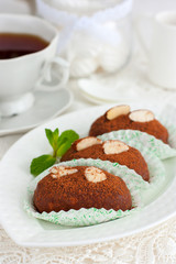 potato cake with Mint on plate, selective focus