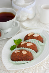 potato cake with Mint on plate, selective focus