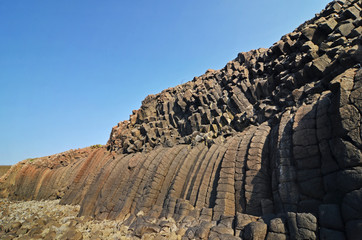 Large dark gray basalt beach in Penghu,Taiwan