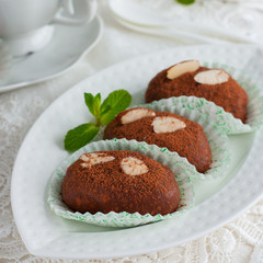 potato cake with Mint on plate, selective focus