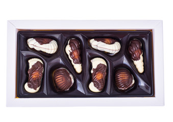 Belgian sweets from black and white chocolate