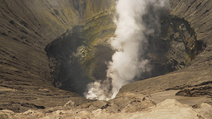 Fototapeta premium Mountain Bromo active volcano crater in East Jawa, Indonesia. Volcano crater Mount Gunung Bromo is an active volcano,Tengger Semeru National Park.