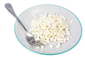 Homemade fresh cottage cheese on plate