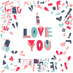 Vector greeting card for Valentine's day. Lettering 
