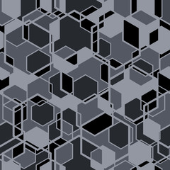 Hexagon Seamless Pattern . Vector Background in grey color.