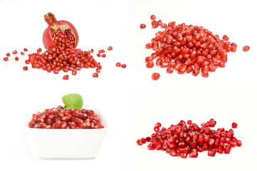 Collection of pomegranates isolated on white