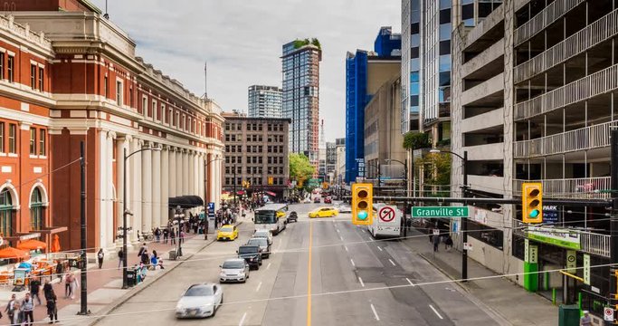 City Rush Hour Traffic Vancouver Architecture Timelapse