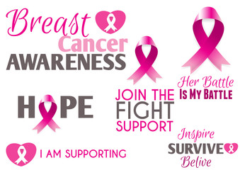 Breast Cancer Pink Ribbon with Text
