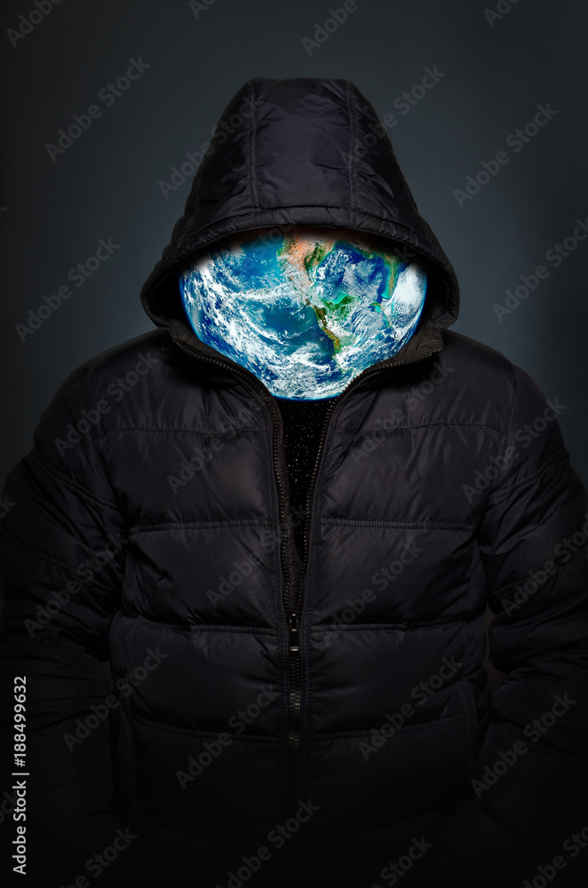 Sticker man is a planet. elements of this image furnished by nasa.