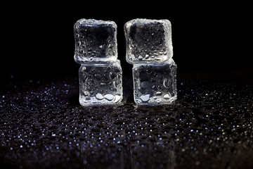 ice cubes on black background.