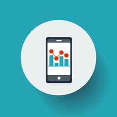Chart, graph, mobilefinance, phone, report, smartphone icon. Vector, illustration 10.