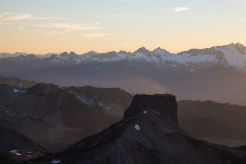 Aerial Landscape View of Table Mountain in Garibaldi Provincial Park. Taken near Squamish and Whistler, North of Vancouver, BC, Canada.