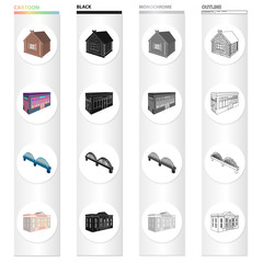 House, residential, building, and other web icon in cartoon style. Administrative, museums, theater, icons in set collection. © pandavector