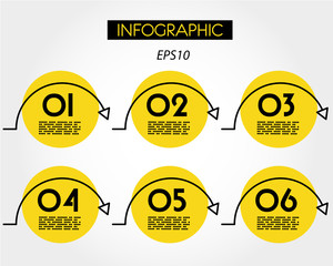 yellow linear infographic horizontal timeline with arrows