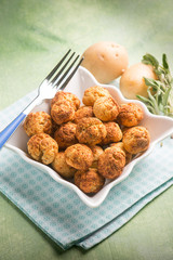 potatoes meatballs, selective focus