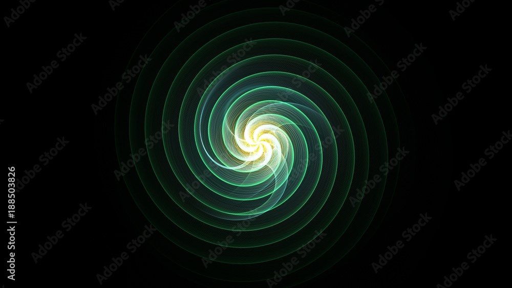 Wall mural Abstract green lines on black background.