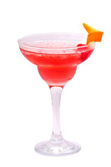 Glass of red liquidt, margarita, daiquiri cocktail