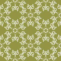 Olive green floral seamless pattern