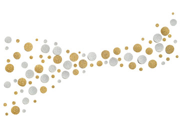 Gold and silver glitter circle paper cut on white background - isolated