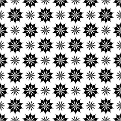 Black and white floral ornaments. Seamless pattern