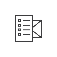 Message with envelope line icon, outline vector sign, linear style pictogram isolated on white. Symbol, logo illustration. Editable stroke