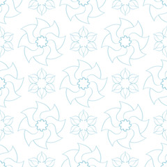 Blue floral seamless pattern on white background