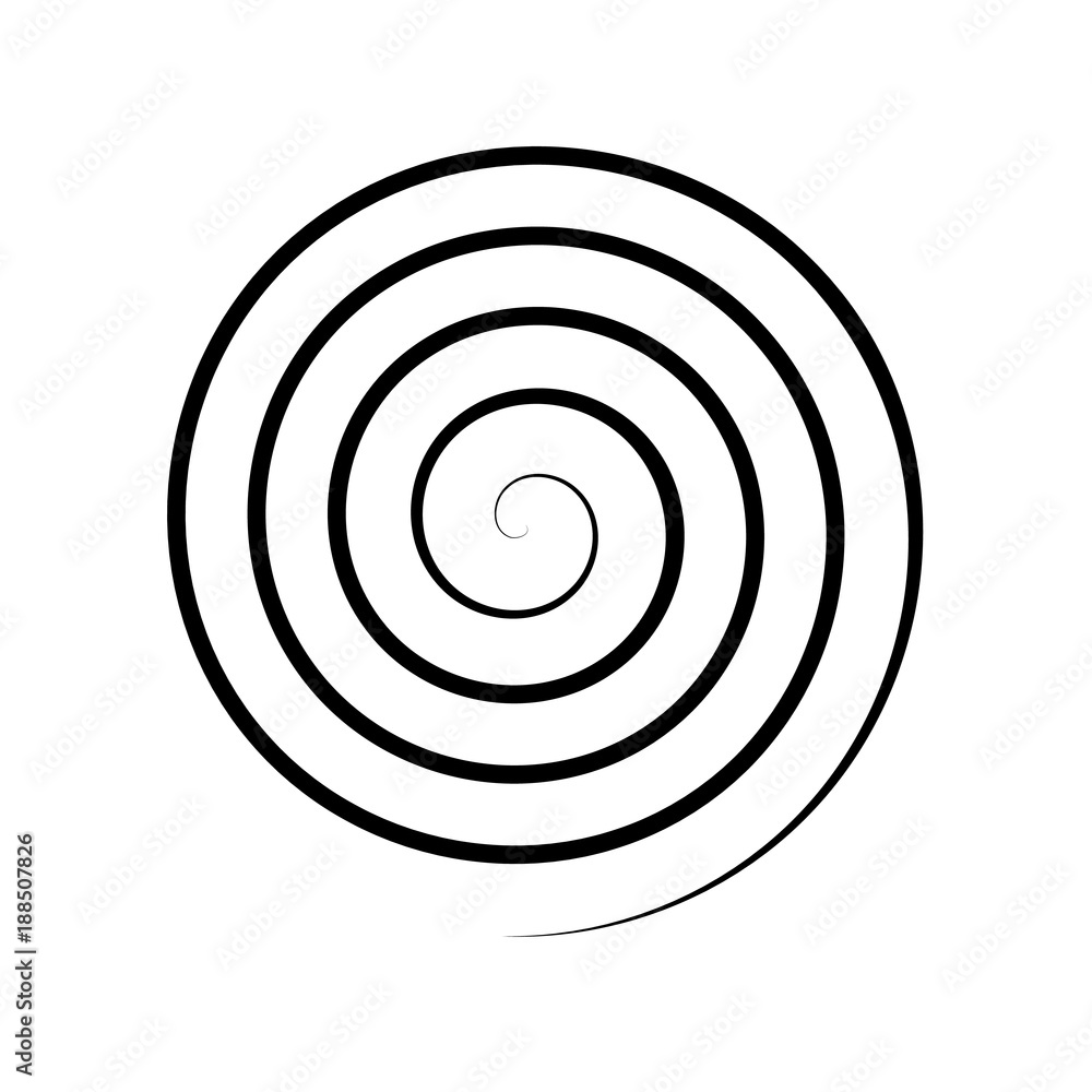 Poster thin black spiral symbol. simple flat vector design element.