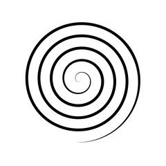 Thin black spiral symbol. Simple flat vector design element.