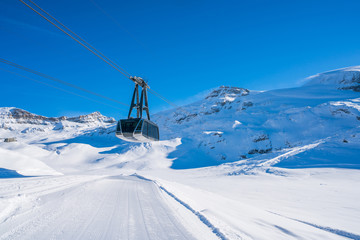 View of Italian Alps in the winter in the Aosta Valley region of northwest Italy.