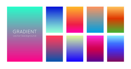 Abstract set of modern bright color gradient backgrounds and texture for mobile applications and smartphone screen. Vivid design element for banner, cover or flyer. EPS 10