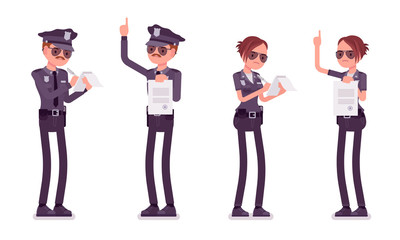 Young police officers with papers