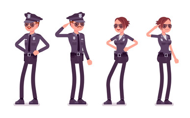 Young police officers standing