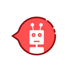 cartoon red speech bubble with chat bot