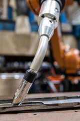 Close-up torch body of robot auto welding