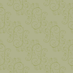 Olive green and gray floral seamless pattern