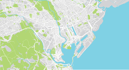Urban vector city map of Cardiff, Wales