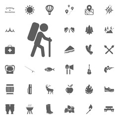Hiking icon. Camping and outdoor recreation icons set
