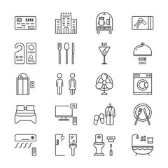 thin line icons set hotel and rest