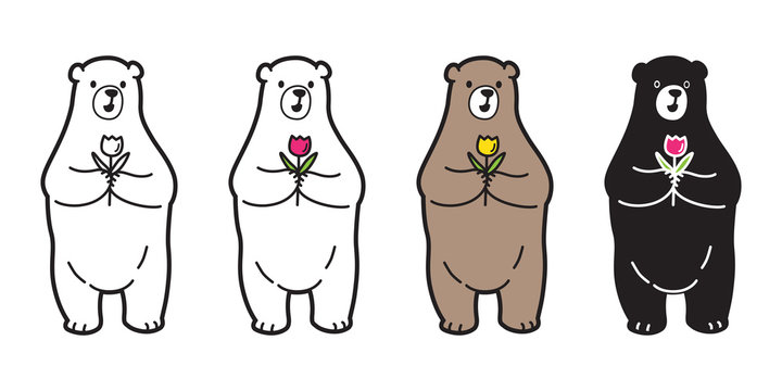 Bear vector polar bear icon logo flower illustration character cartoon