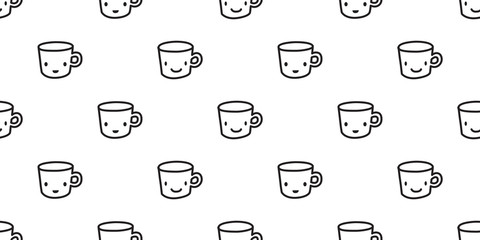 Cup Seamless Pattern coffee vector tea wallpaper isolated background