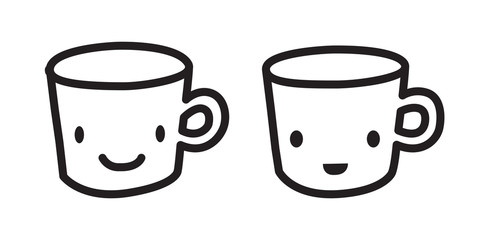 Cup vector icon logo coffee tea juice doodle illustration